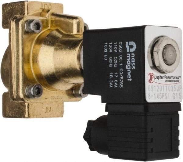 PRO-SOURCE - 1/2", 2/2 Way Steam Series Stacking Solenoid Valve - 110 VAC, 4.5 CV Rate, 4.19" High x 2.76" Long - Apex Tool & Supply