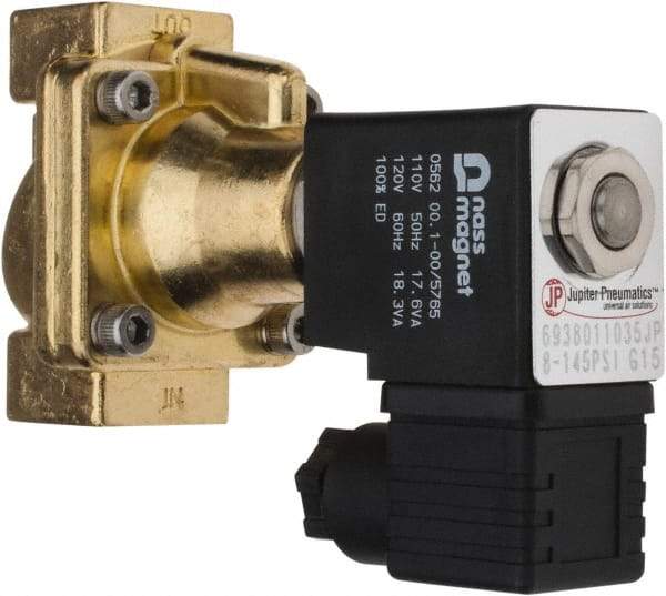 PRO-SOURCE - 3/8", 2/2 Way Steam Series Stacking Solenoid Valve - 110 VAC, 4.5 CV Rate, 4.19" High x 2.76" Long - Apex Tool & Supply