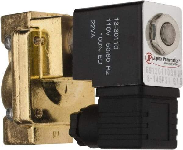 PRO-SOURCE - 1/2", 2/2 Way Stacking Solenoid Valve - 110 VAC, 4.5 CV Rate, 4.19" High x 2.83" Long - Apex Tool & Supply