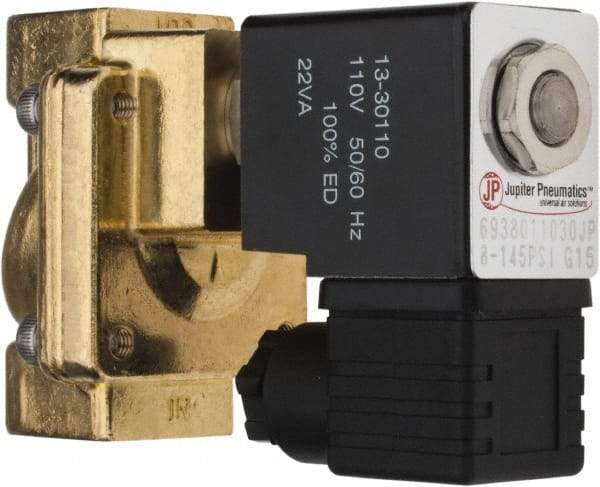 PRO-SOURCE - 3/8", 2/2 Way Stacking Solenoid Valve - 110 VAC, 4.5 CV Rate, 4.19" High x 2.83" Long - Apex Tool & Supply