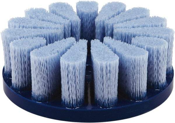 Tanis - 4" 180 Grit Ceramic Crimped Disc Brush - Drive Arbor Connector, 1-1/2" Trim Length, 7/8" Arbor Hole - Apex Tool & Supply