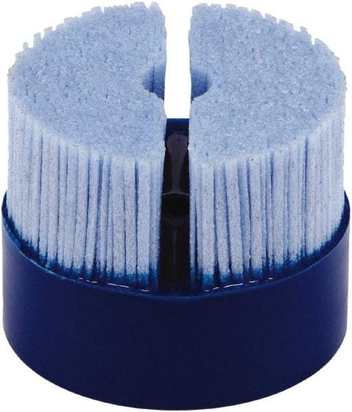 Tanis - 2" 80 Grit Ceramic Crimped Disc Brush - Drive Arbor Connector, 1-1/4" Trim Length, 3/8" Arbor Hole - Apex Tool & Supply