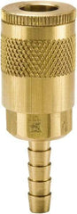 Parker - Hose Barb Tru-Flate Automotive Pneumatic Hose Coupler - Brass, 1/4" Body Diam, 5/16" Hose ID - Apex Tool & Supply