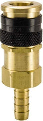 Parker - Hose Barb Industrial Pneumatic Hose Coupler - Brass, 3/8" Body Diam, 3/8" Hose ID - Apex Tool & Supply