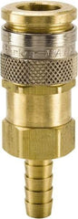 Parker - Hose Barb European High Flow Pneumatic Hose Coupler - Brass, 3/8" Body Diam, 3/8" Hose ID - Apex Tool & Supply
