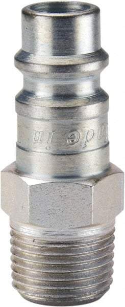 Parker - 1/2-14 Male NPTF European High Flow Pneumatic Hose Connector - Steel, 3/8" Body Diam - Apex Tool & Supply