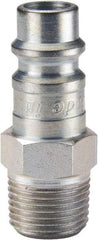 Parker - 1/2-14 Male NPTF European High Flow Pneumatic Hose Connector - Steel, 3/8" Body Diam - Apex Tool & Supply