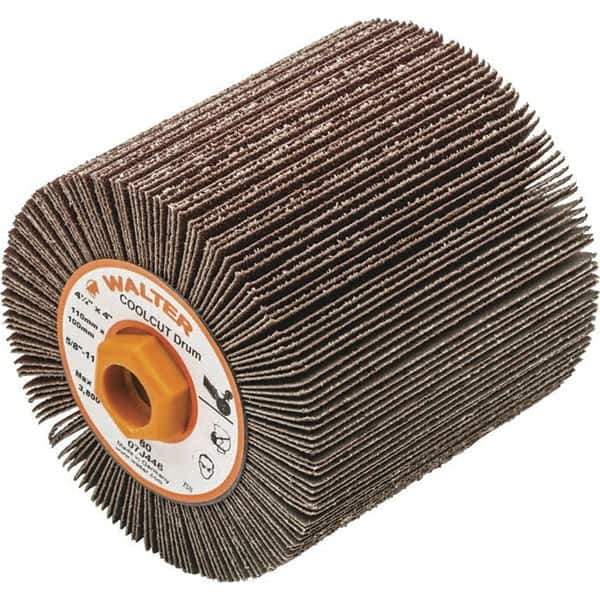 WALTER Surface Technologies - 4-1/4" Diam 60 Grit Aluminum Oxide Unmounted Flap Wheel - 5/8-11 Threaded Hole, 4" Wide, Coated, Grade Coarse, 3,800 Max RPM - Apex Tool & Supply