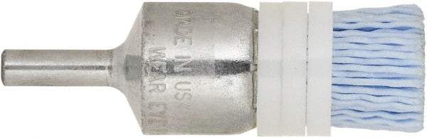 Tanis - 120 Grit, 1" Brush Diam, Crimped, End Brush - 1/4" Diam Steel Shank, 10,000 Max RPM - Apex Tool & Supply