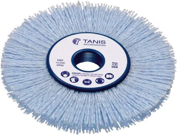 Tanis - 6" OD, 2" Arbor Hole, Crimped Nylon Wheel Brush - 1" Face Width, 1-1/4" Trim Length, 0.055" Filament Diam - Apex Tool & Supply