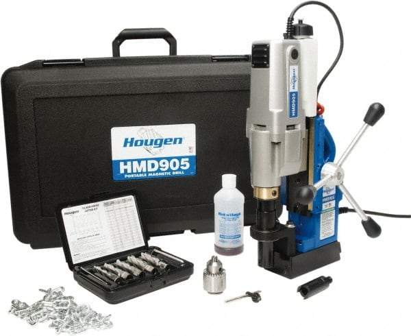 Hougen - 2" Travel, Portable Magnetic Drill Press - 250 & 450 RPM, 9 Amps, 1.5 hp, 1035 Watts - Apex Tool & Supply