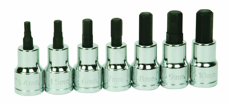 7 Piece - 4; 5; 6; 7; 8; 9; 10mm - 3/8" Drive - Metric Socket Set - Apex Tool & Supply