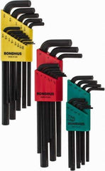 Bondhus - 30 Piece L-Key Hex Key Set - Hex Range 0.05 to 3/8", 8-5/8" OAL, Protanium High Torque Steel - Apex Tool & Supply