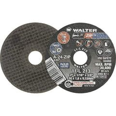 WALTER Surface Technologies - 2" 24 Grit Aluminum Oxide Cutoff Wheel - 1/16" Thick, 3/8" Arbor, 31,000 Max RPM, Use with Die Grinders - Apex Tool & Supply