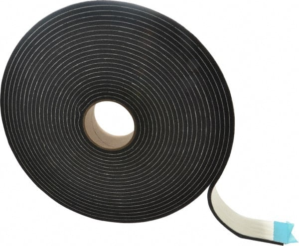 Made in USA - 45' x 2" x 1/4" Black PVC Foam Roll - Apex Tool & Supply