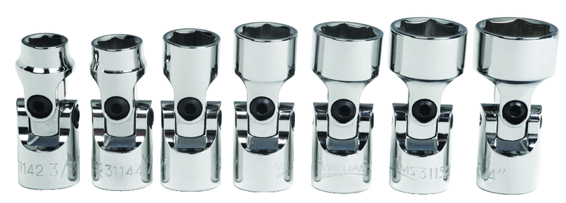 7 Piece - 3/8" Drive - 6 Point - Flex Socket - SAE - Socket Set - Apex Tool & Supply