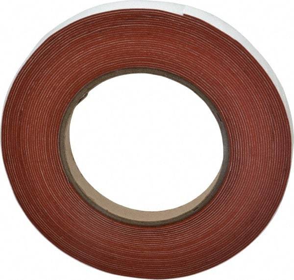 Made in USA - 1/32" Thick x 1/2" Wide x 30' Long Red Silicone Rubber Roll - Stock Length, Adhesive Back, 69 Lb/Cu Ft Density, 650 psi Tensile Strength, -100°F to 500°F - Apex Tool & Supply