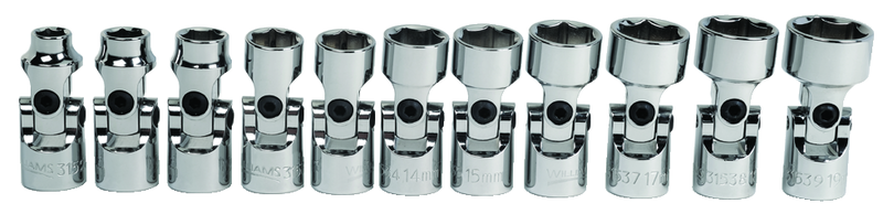11 Piece - 3/8' Drive - 6 Point - Metric Flex Socket Set - Apex Tool & Supply