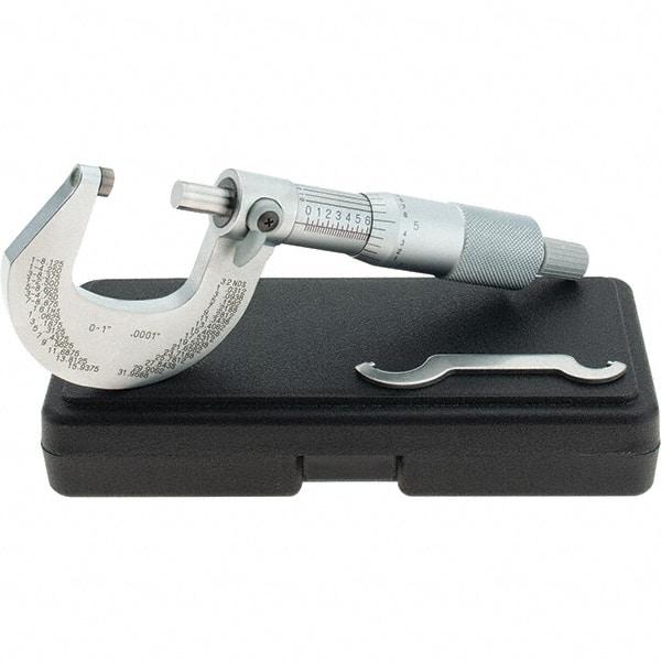 Starrett - 0 to 1" Range, 0.0001" Graduation, Mechanical Outside Micrometer - Ratchet Stop Thimble, Accurate to 0.00005" - Apex Tool & Supply