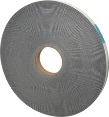 Made in USA - 1/8" Thick x 3/4" Wide x 100' Long Gray Open Cell Polyurethane Foam Rubber Roll - Stock Length, Adhesive Back, 1.8 to 2.2 Lb/Cu Ft Density, -20°F to 160°F - Apex Tool & Supply