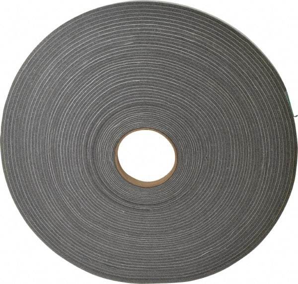 Made in USA - 3/16" Thick x 1/2" Wide x 100' Long Gray Open Cell Polyurethane Foam Rubber Roll - Stock Length, Adhesive Back, 1.8 to 2.2 Lb/Cu Ft Density, -20°F to 160°F - Apex Tool & Supply