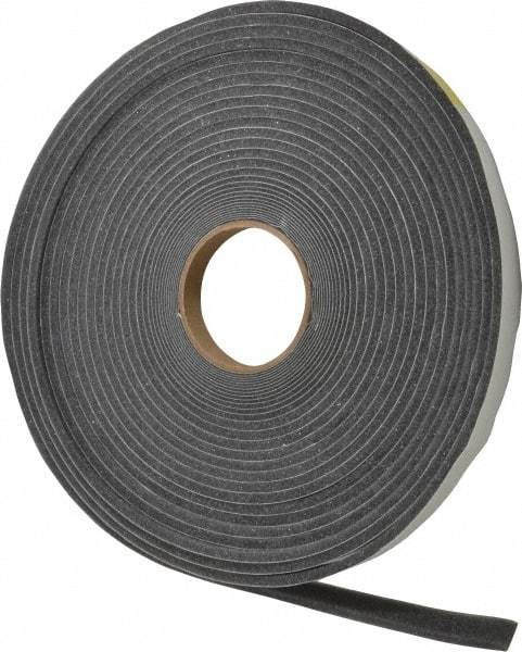 Made in USA - 1/4" Thick x 3/4" Wide x 50' Long Gray Open Cell Polyurethane Foam Rubber Roll - Stock Length, Adhesive Back, 1.8 to 2.2 Lb/Cu Ft Density, -20°F to 160°F - Apex Tool & Supply
