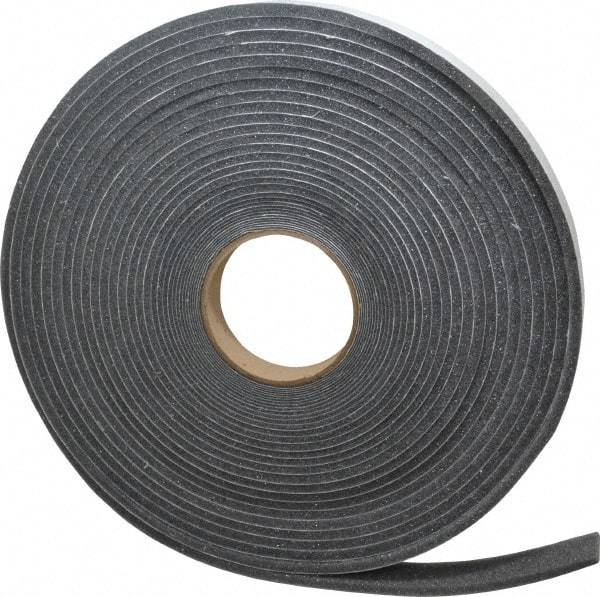 Made in USA - 1/4" Thick x 1" Wide x 50' Long Gray Open Cell Polyurethane Foam Rubber Roll - Stock Length, Adhesive Back, 1.8 to 2.2 Lb/Cu Ft Density, -20°F to 160°F - Apex Tool & Supply