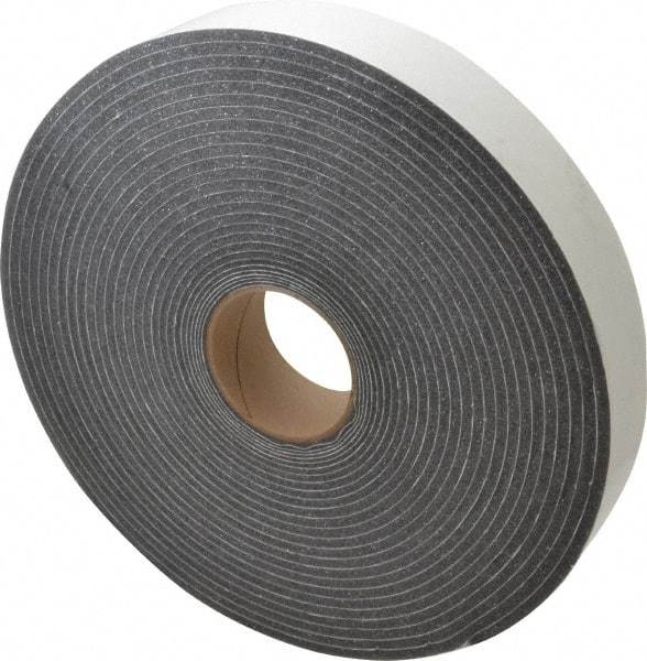 Made in USA - 1/4" Thick x 2" Wide x 50' Long Gray Open Cell Polyurethane Foam Rubber Roll - Stock Length, Adhesive Back, 1.8 to 2.2 Lb/Cu Ft Density, -20°F to 160°F - Apex Tool & Supply