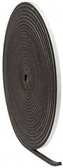 Made in USA - 3/8" Thick x 1/2" Wide x 50' Long Gray Open Cell Polyurethane Foam Rubber Roll - Stock Length, Adhesive Back, 1.8 to 2.2 Lb/Cu Ft Density, -20°F to 160°F - Apex Tool & Supply