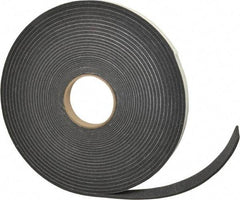 Made in USA - 3/8" Thick x 3/4" Wide x 50' Long Gray Open Cell Polyurethane Foam Rubber Roll - Stock Length, Adhesive Back, 1.8 to 2.2 Lb/Cu Ft Density, -20°F to 160°F - Apex Tool & Supply