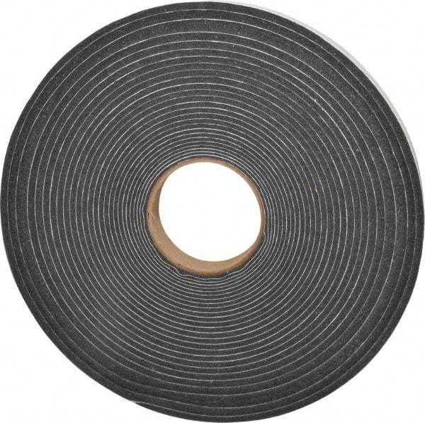 Made in USA - 3/8" Thick x 1" Wide x 50' Long Gray Open Cell Polyurethane Foam Rubber Roll - Stock Length, Adhesive Back, 1.8 to 2.2 Lb/Cu Ft Density, -20°F to 160°F - Apex Tool & Supply