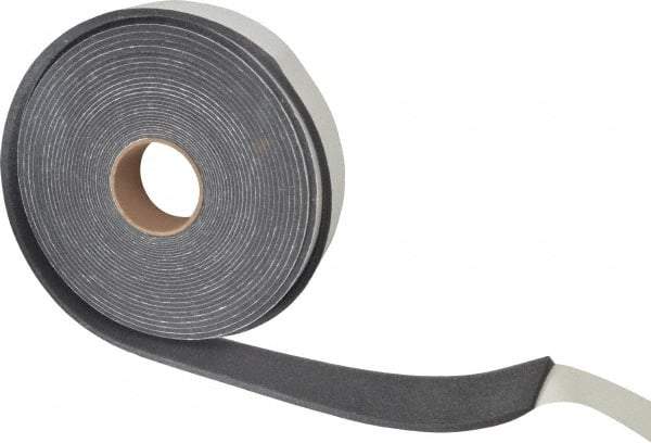 Made in USA - 3/8" Thick x 2" Wide x 50' Long Gray Open Cell Polyurethane Foam Rubber Roll - Stock Length, Adhesive Back, 1.8 to 2.2 Lb/Cu Ft Density, -20°F to 160°F - Apex Tool & Supply