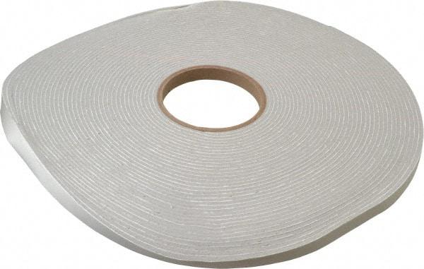 Made in USA - 1/8" Thick x 1/2" Wide x 75' Long Gray Closed Cell PVC Foam Rubber Roll - Stock Length, Adhesive Back, 8 Lb/Cu Ft Density, -20°F to 130°F - Apex Tool & Supply