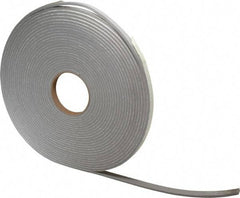 Made in USA - 3/16" Thick x 1/2" Wide x 30' Long Gray Closed Cell PVC Foam Rubber Roll - Stock Length, Adhesive Back, 8 Lb/Cu Ft Density, -20°F to 130°F - Apex Tool & Supply