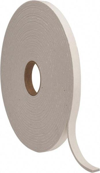 Made in USA - 1/4" Thick x 3/4" Wide x 50' Long Gray Closed Cell PVC Foam Rubber Roll - Stock Length, Adhesive Back, 8 Lb/Cu Ft Density, -20°F to 130°F - Apex Tool & Supply