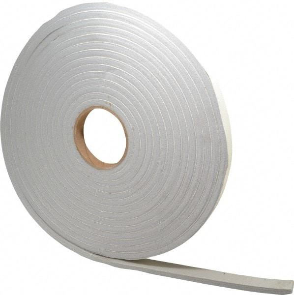 Made in USA - 3/8" Thick x 3/4" Wide x 30' Long Gray Closed Cell PVC Foam Rubber Roll - Stock Length, Adhesive Back, 8 Lb/Cu Ft Density, -20°F to 130°F - Apex Tool & Supply