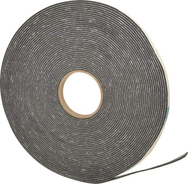 Made in USA - 1/8" Thick x 1/2" Wide x 75' Long Black Closed Cell PVC Foam Rubber Roll - Stock Length, Adhesive Back, 13 Lb/Cu Ft Density, -20°F to 130°F - Apex Tool & Supply