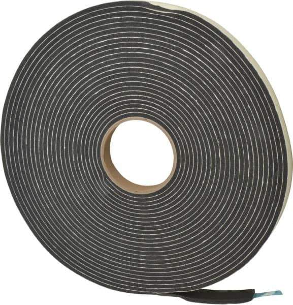 Made in USA - 3/16" Thick x 3/4" Wide x 45' Long Black Closed Cell PVC Foam Rubber Roll - Stock Length, Adhesive Back, 13 Lb/Cu Ft Density, -20°F to 130°F - Apex Tool & Supply