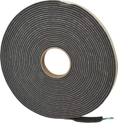 Made in USA - 3/16" Thick x 3/4" Wide x 45' Long Black Closed Cell PVC Foam Rubber Roll - Stock Length, Adhesive Back, 13 Lb/Cu Ft Density, -20°F to 130°F - Apex Tool & Supply