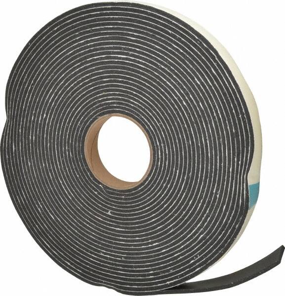 Made in USA - 45' x 1" x 3/16" Black PVC Foam Roll - Exact Industrial Supply