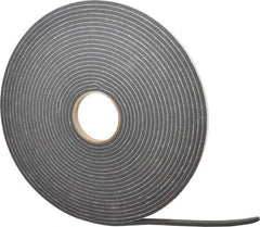 Made in USA - 1/4" Thick x 1/2" Wide x 45' Long Black Closed Cell PVC Foam Rubber Roll - Stock Length, Adhesive Back, 13 Lb/Cu Ft Density, -20°F to 130°F - Apex Tool & Supply