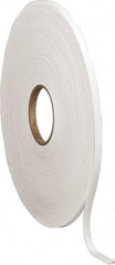 Made in USA - 1/8" Thick x 3/8" Wide x 75' Long White Closed Cell Polyethylene Foam Rubber Roll - Stock Length, Adhesive Back, 2 Lb/Cu Ft Density, -20°F to 170°F - Apex Tool & Supply