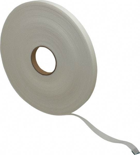 Made in USA - 1/8" Thick x 3/4" Wide x 75' Long White Closed Cell Polyethylene Foam Rubber Roll - Stock Length, Adhesive Back, 2 Lb/Cu Ft Density, -20°F to 170°F - Apex Tool & Supply
