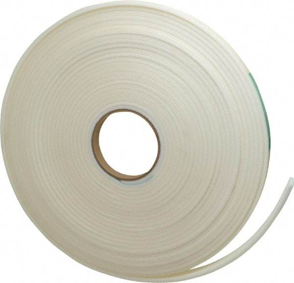 Made in USA - 3/16" Thick x 5/8" Wide x 50' Long White Closed Cell Polyethylene Foam Rubber Roll - Stock Length, Adhesive Back, 2 Lb/Cu Ft Density, -20°F to 170°F - Apex Tool & Supply