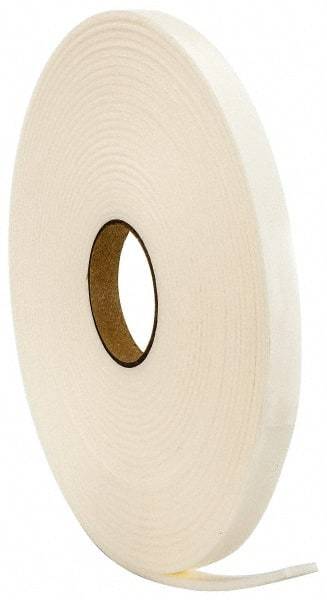 Made in USA - 3/16" Thick x 3/4" Wide x 50' Long White Closed Cell Polyethylene Foam Rubber Roll - Stock Length, Adhesive Back, 2 Lb/Cu Ft Density, -20°F to 170°F - Apex Tool & Supply