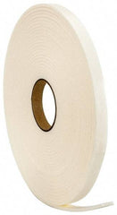 Made in USA - 3/16" Thick x 3/4" Wide x 50' Long White Closed Cell Polyethylene Foam Rubber Roll - Stock Length, Adhesive Back, 2 Lb/Cu Ft Density, -20°F to 170°F - Apex Tool & Supply