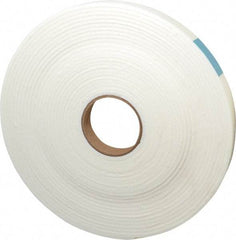 Made in USA - 3/16" Thick x 1" Wide x 50' Long White Closed Cell Polyethylene Foam Rubber Roll - Stock Length, Adhesive Back, 2 Lb/Cu Ft Density, -20°F to 170°F - Apex Tool & Supply