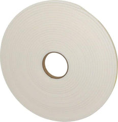 Made in USA - 1/4" Thick x 1/2" Wide x 50' Long White Closed Cell Polyethylene Foam Rubber Roll - Stock Length, Adhesive Back, 2 Lb/Cu Ft Density, -20°F to 170°F - Apex Tool & Supply