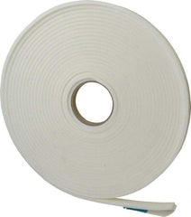 Made in USA - 1/4" Thick x 5/8" Wide x 50' Long White Closed Cell Polyethylene Foam Rubber Roll - Stock Length, Adhesive Back, 2 Lb/Cu Ft Density, -20°F to 170°F - Apex Tool & Supply
