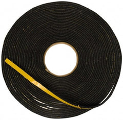 Made in USA - 7/16" Thick x 3/8" Wide x 25' Long Black Open Cell Natural Foam Rubber Roll - Stock Length, Adhesive Back, 24 to 30 Lb/Cu Ft Density, -20°F to 160°F - Apex Tool & Supply